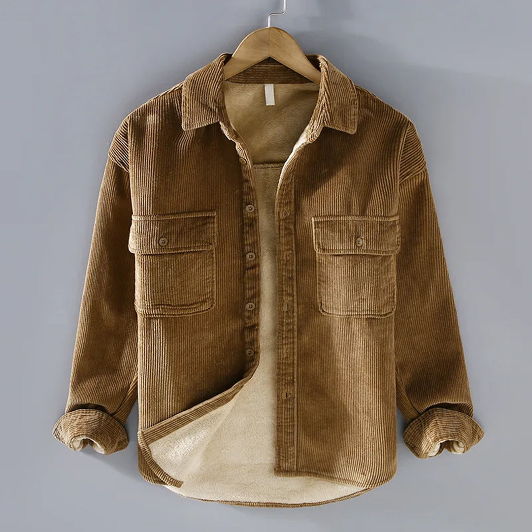 Men's classic ribbed corduroy jacket, perfect for winter & fall. Stylish, warm everyday outerwear for comfort.