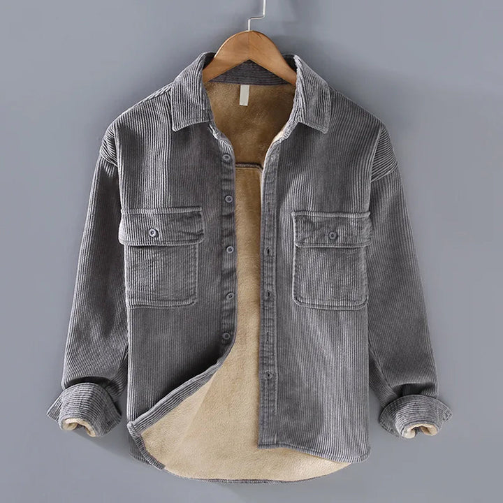 Victor men's corduroy jacket with classic ribbed texture. Casual, warm, versatile fall/winter fashion outerwear.