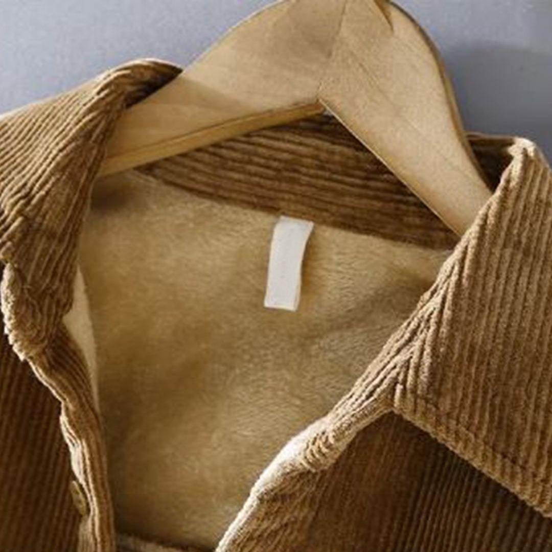 Men's durable ribbed corduroy jacket. A classic, warm, and stylish piece for fall & winter casual fashion outerwear.