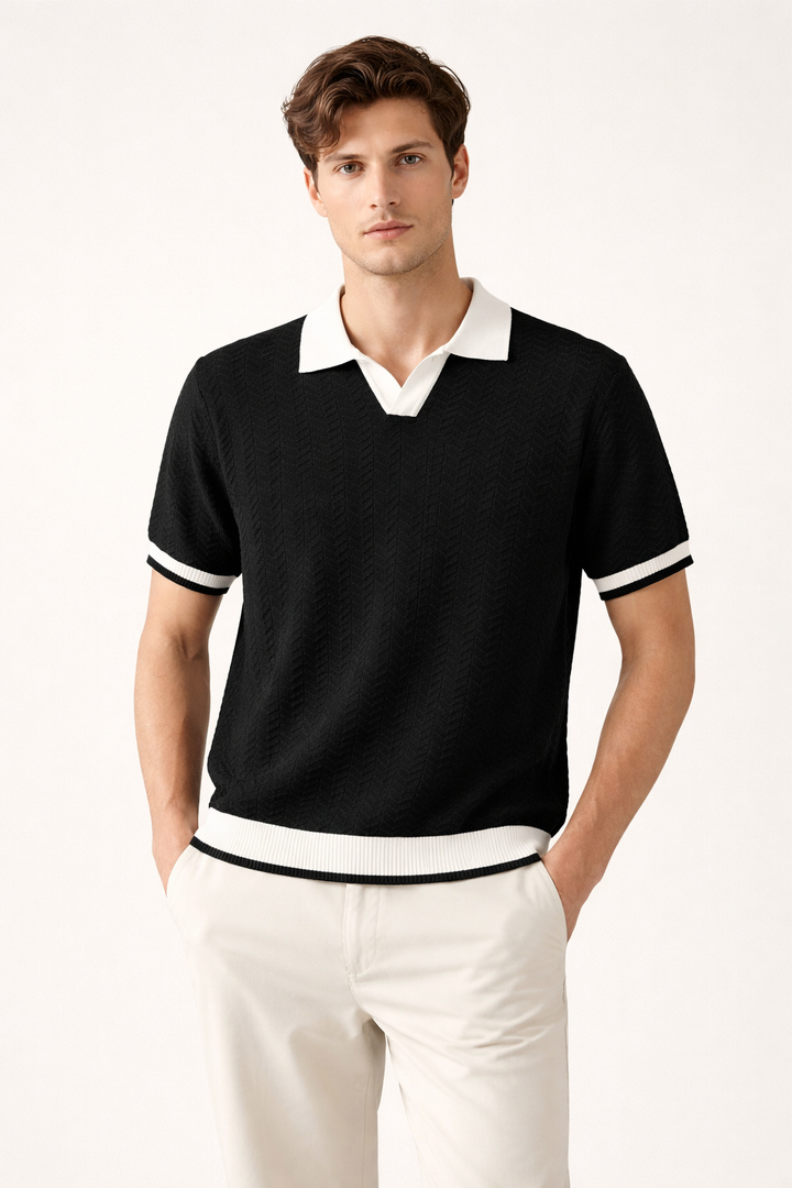 Men's classic short sleeve polo shirt in a versatile color, perfect for everyday casual wear & modern comfort.