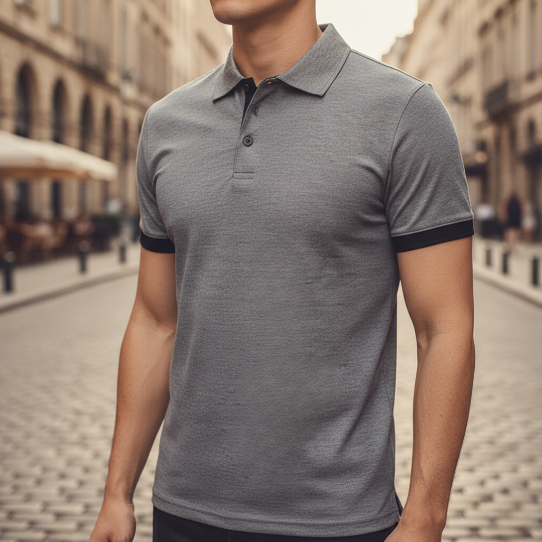 Men's classic short sleeve polo shirt, solid color. Versatile for casual everyday wear & outdoor men's fashion.
