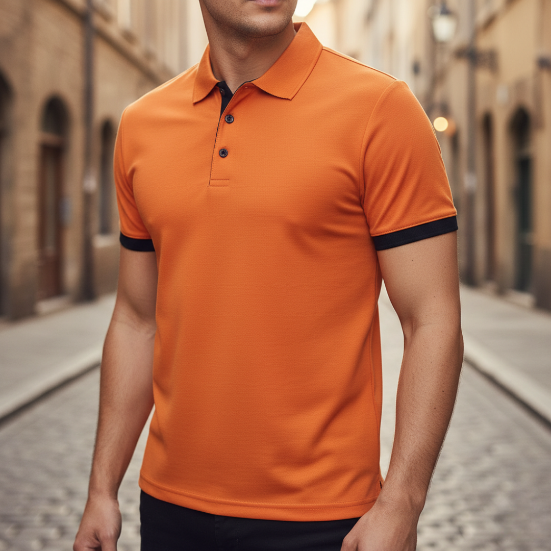 Versatile men's short sleeve polo shirt, solid color. Classic style, suitable for various casual occasions.