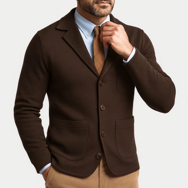 Classic men's tailored blazer, showcasing a smart and sharp profile for diverse occasions.