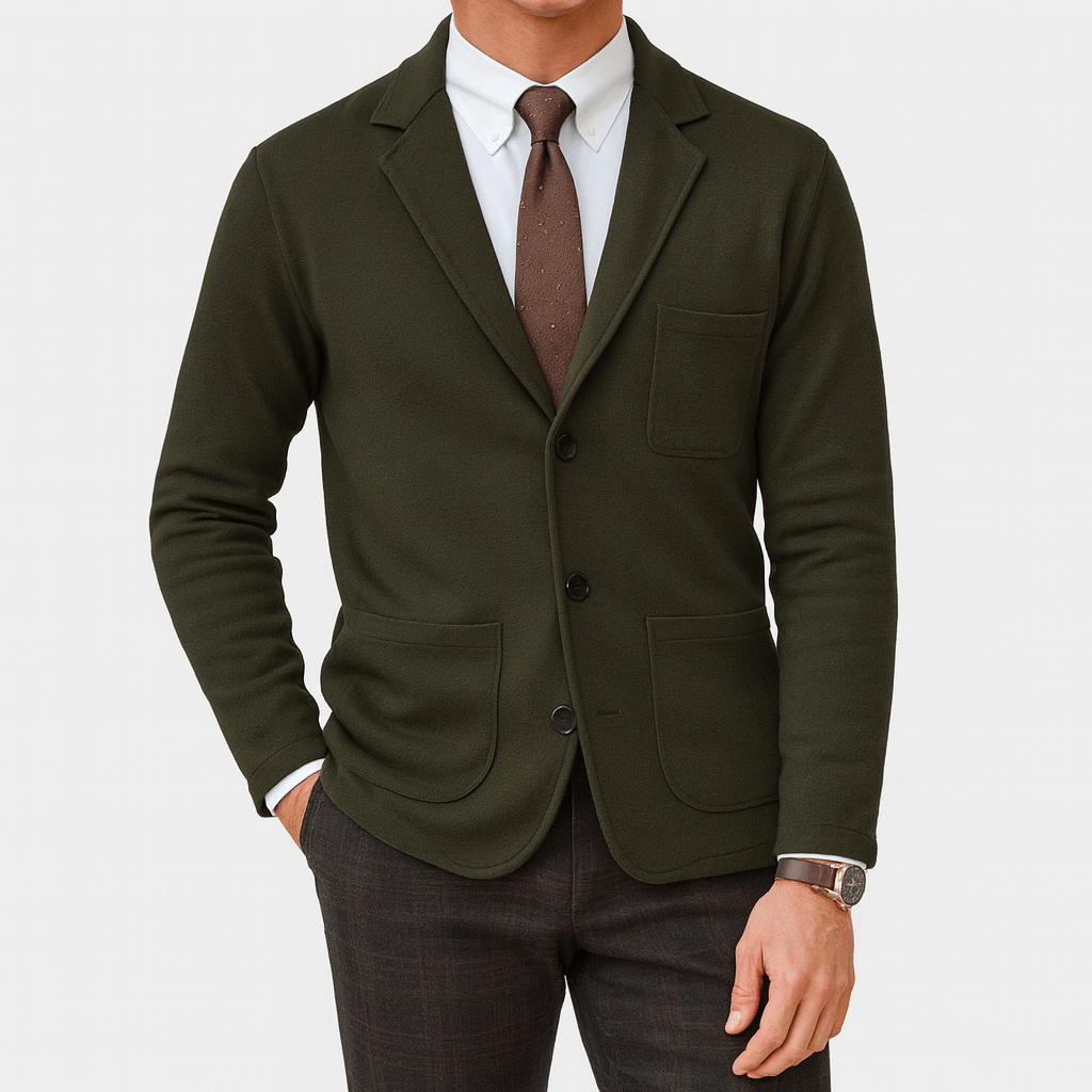 Men's classic formal blazer. Tailored, single-breasted menswear outerwear for smart, versatile styling.