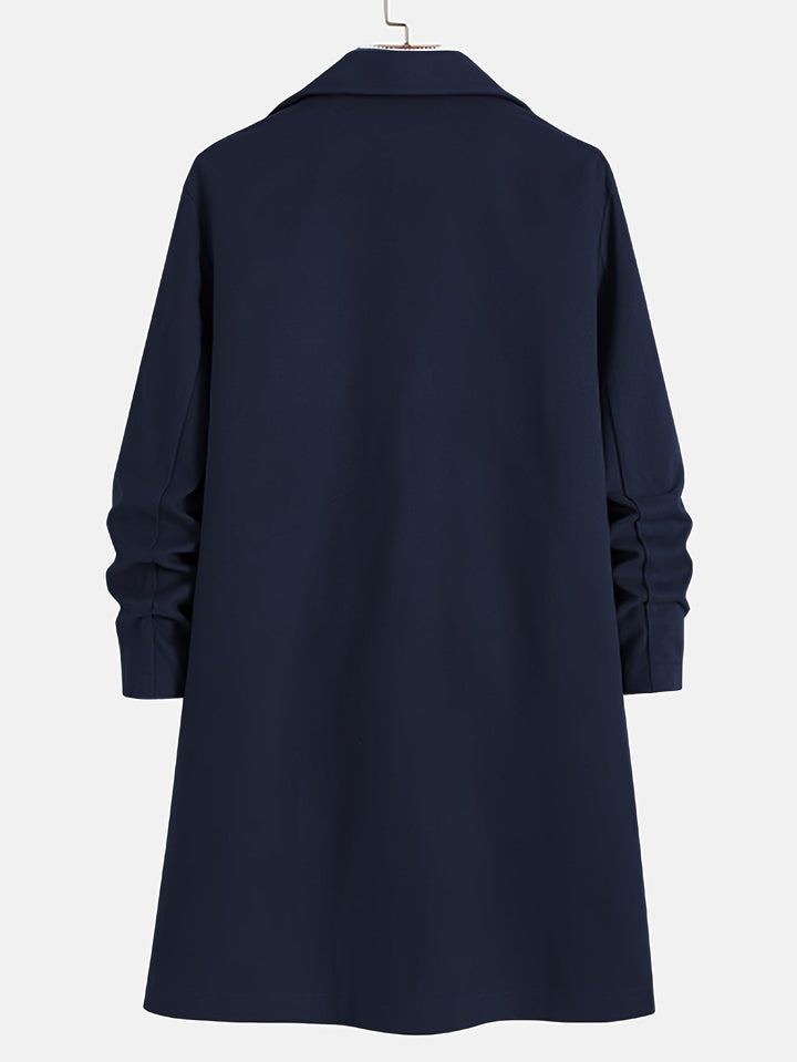 Russell men's single-breasted lapel overcoat. A classic, elegant long winter coat for sophisticated business & casual wear.