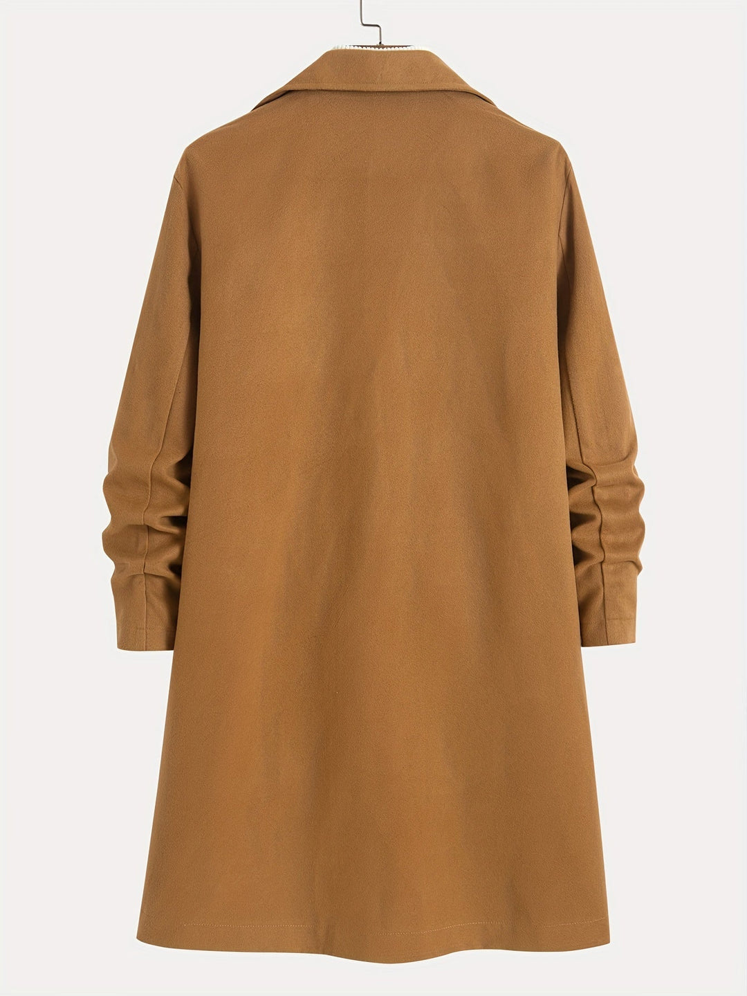 Warm men's classic overcoat, single-breasted lapel design. Essential long winter coat and fall jacket for men.