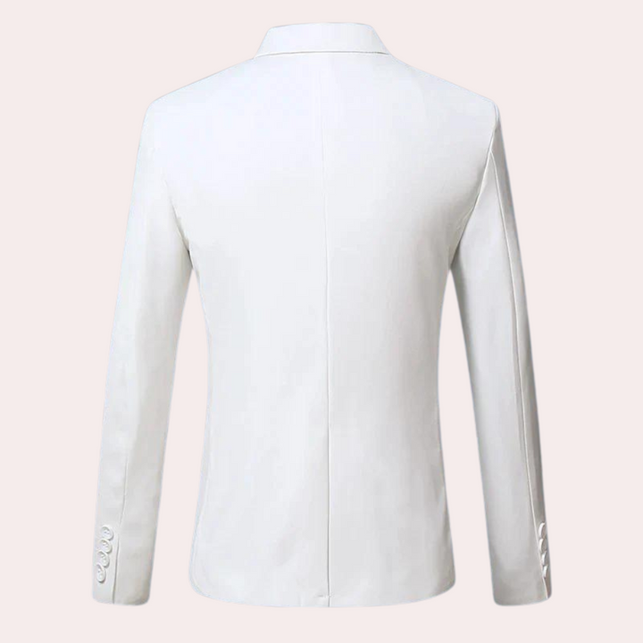 Elegant men's single-button slim fit blazer. Perfect tailored jacket for formal events & modern business fashion.