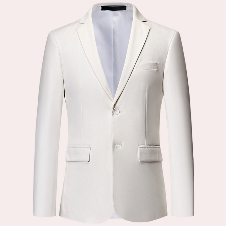 Ariston classic slim fit men's blazer. This tailored jacket offers a modern, elegant look for professional and formal settings.
