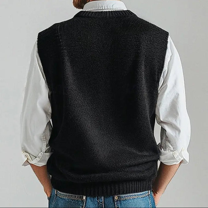 Refined men's V-neck knit vest, perfect for office wear and a polished look.