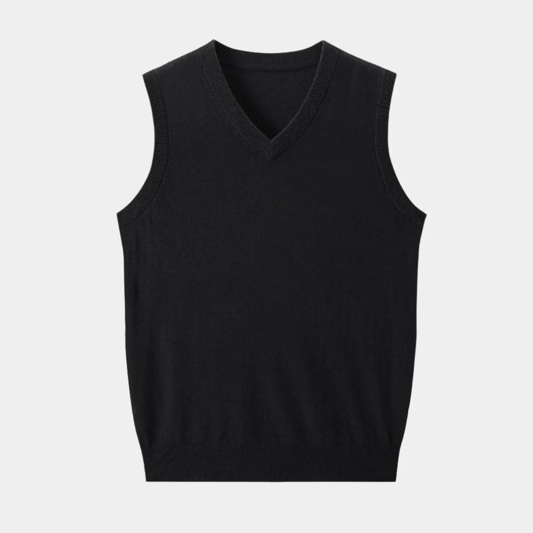 Stylish men's V-neck knit vest, great for formal or smart casual outfits.
