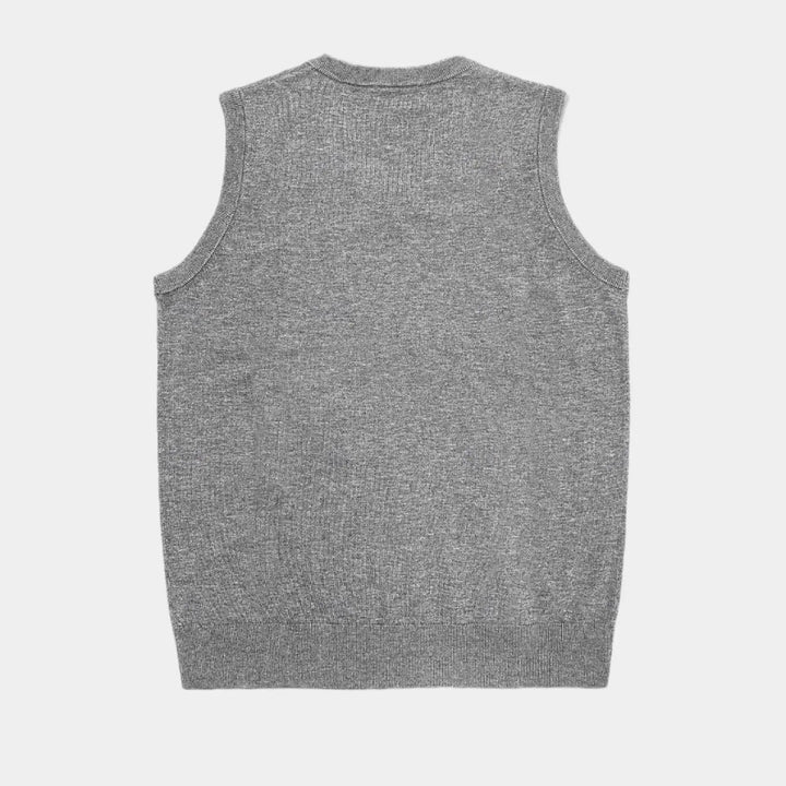 Classic men's V-neck knitwear vest, versatile for formal and smart casual menswear.