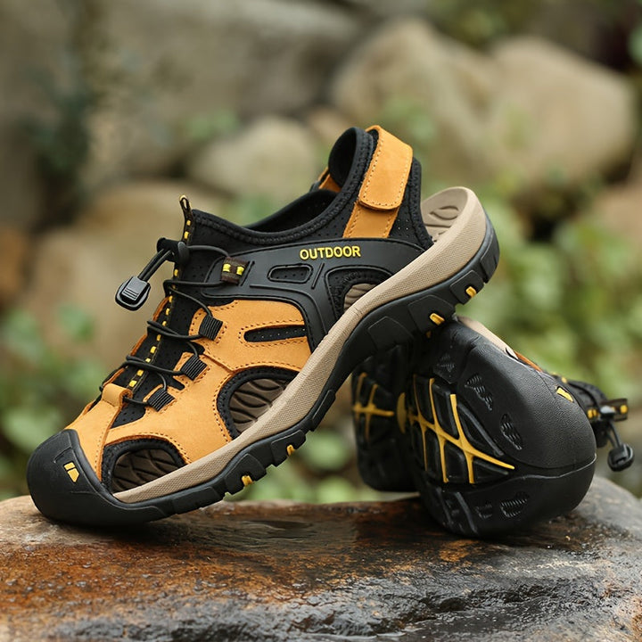 Summer men's closed-toe outdoor footwear, perfect for hiking and rugged adventure trails.