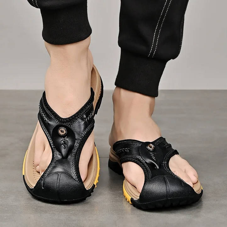 Men's closed toe walking sandals, water resistant, non-slip sole, perfect for casual wear, hiking & travel.