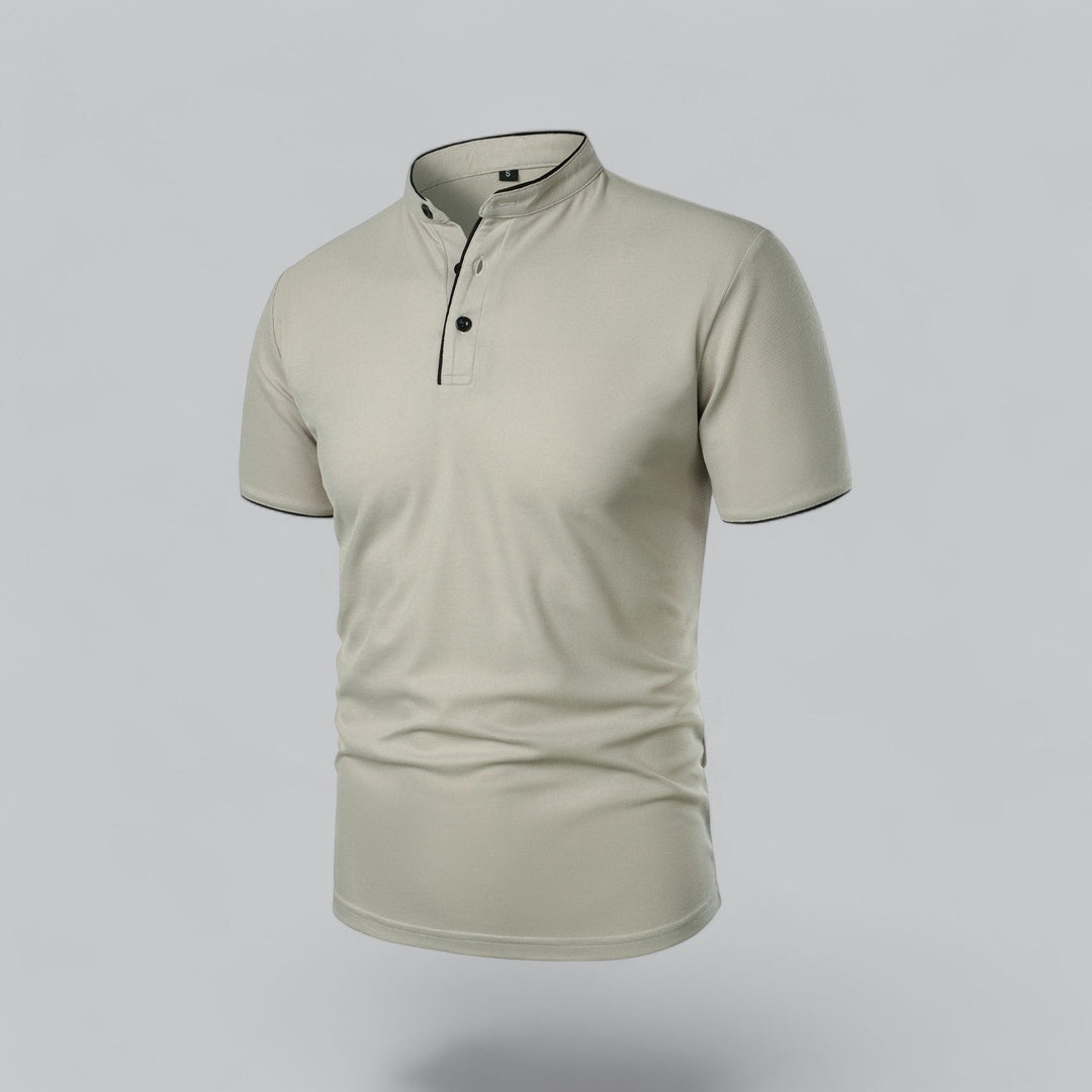 Men's casual collarless polo shirt for everyday wear, short sleeve, modern and comfortable.