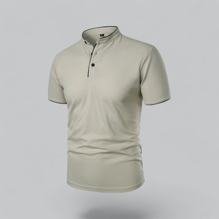 Men's casual collarless polo shirt for everyday wear, short sleeve, modern and comfortable.