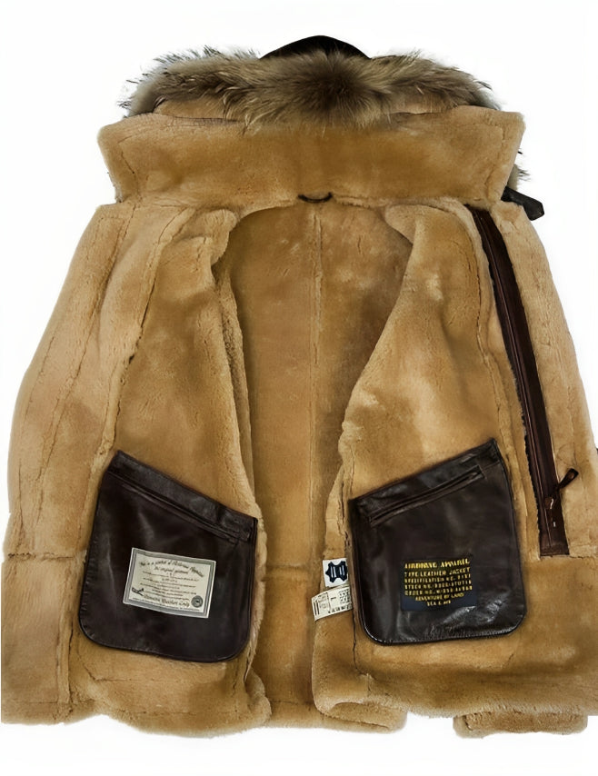 Insulated men's brown padded jacket with hood. A stylish, warm outerwear piece perfect for everyday winter fashion.