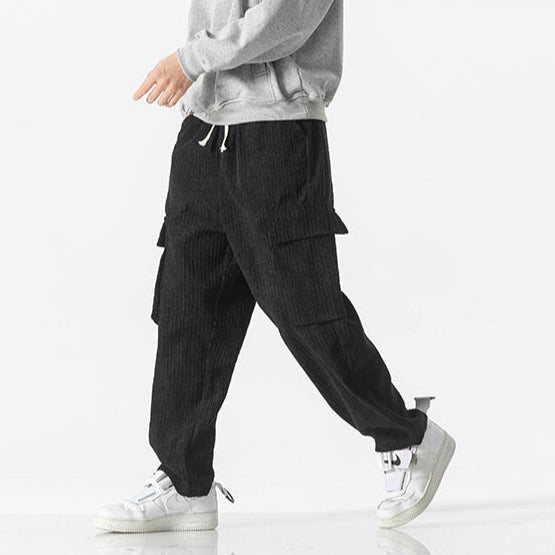 Men's drawstring cargo pants, durable and comfortable, ideal for casual and utility use.