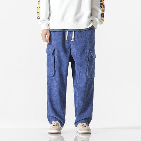 Comfortable men's drawstring pants, cargo style, featuring a flexible waistband.