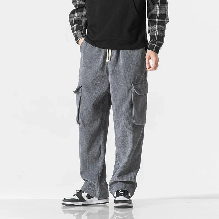 Men's casual cargo pants, soft, breathable fabric, comfortable drawstring waist.