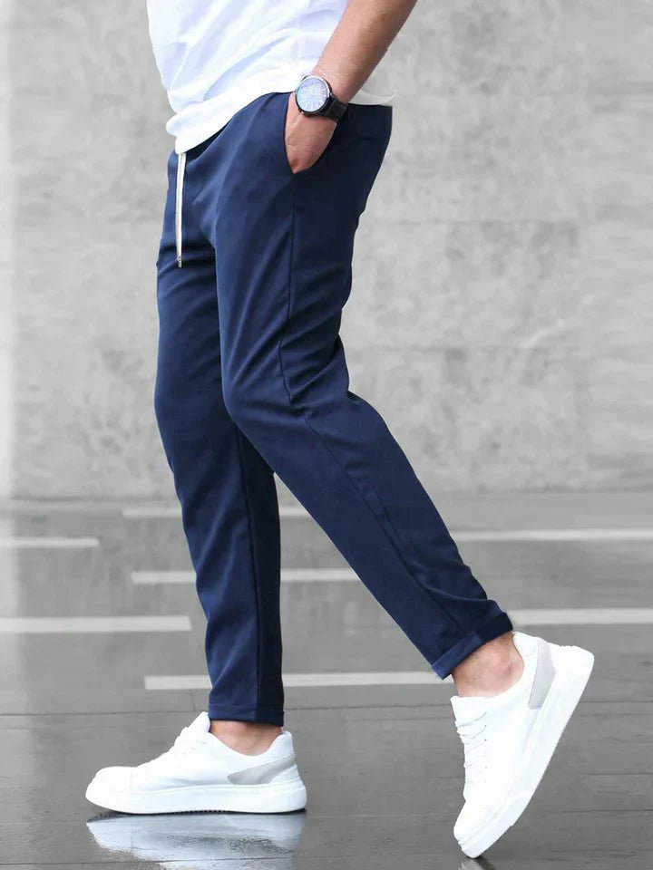 Lightweight men's drawstring chino pants, comfortable for all-season casual and everyday wear.