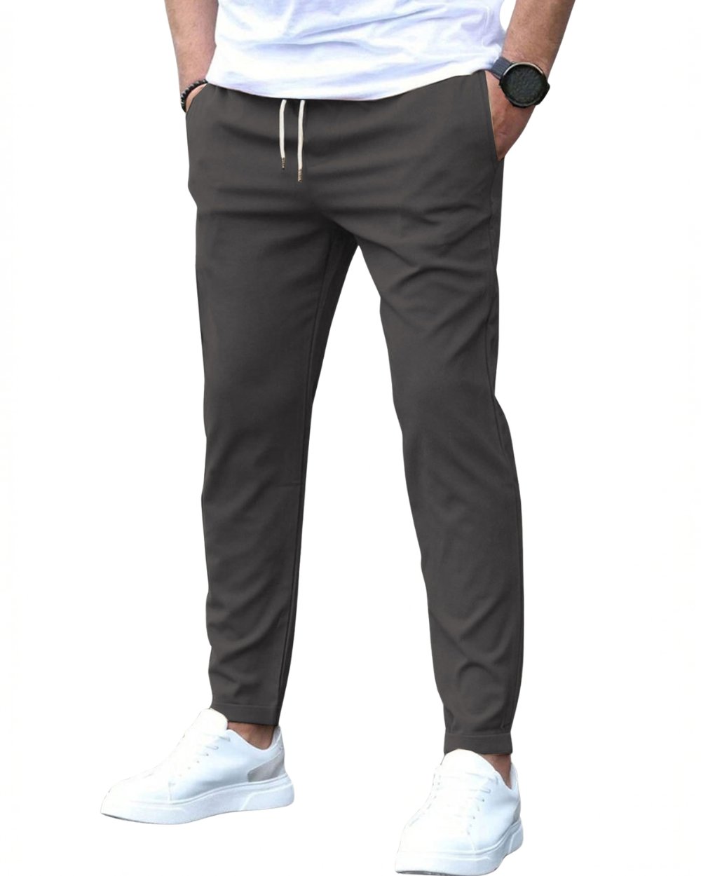 Men's casual drawstring chino pants in a range of colors, offering a comfortable modern fit.