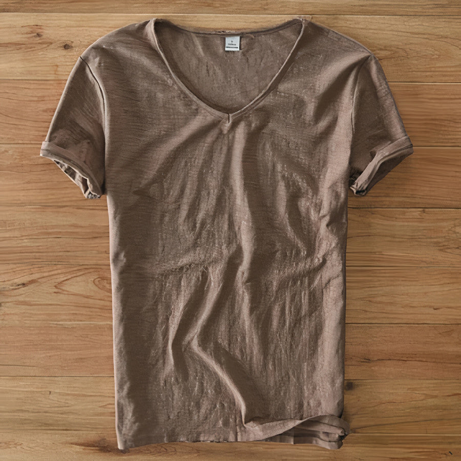 Men's casual V-neck t-shirt. Excellent for summer style, holiday comfort, or daily relaxed fit wear. Breathable.
