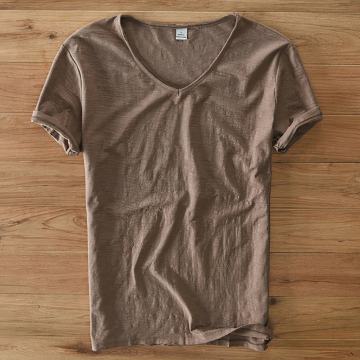 Men's casual V-neck t-shirt. Excellent for summer style, holiday comfort, or daily relaxed fit wear. Breathable.