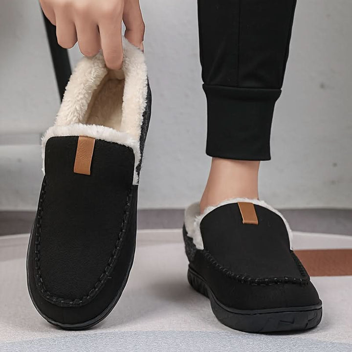 Men's cozy slip-on loafer slippers, great as a thoughtful men's gift.