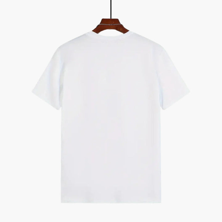 Relaxed men's crew neck tee with short sleeves, featuring a straight and comfortable fit for daily wear.