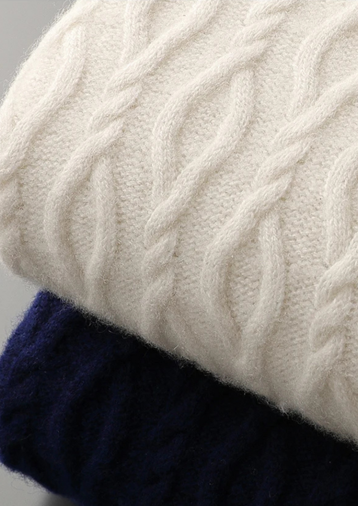 Textured pattern men's crew neck sweater, featuring modern striped trim. Comfortable and versatile fashion.