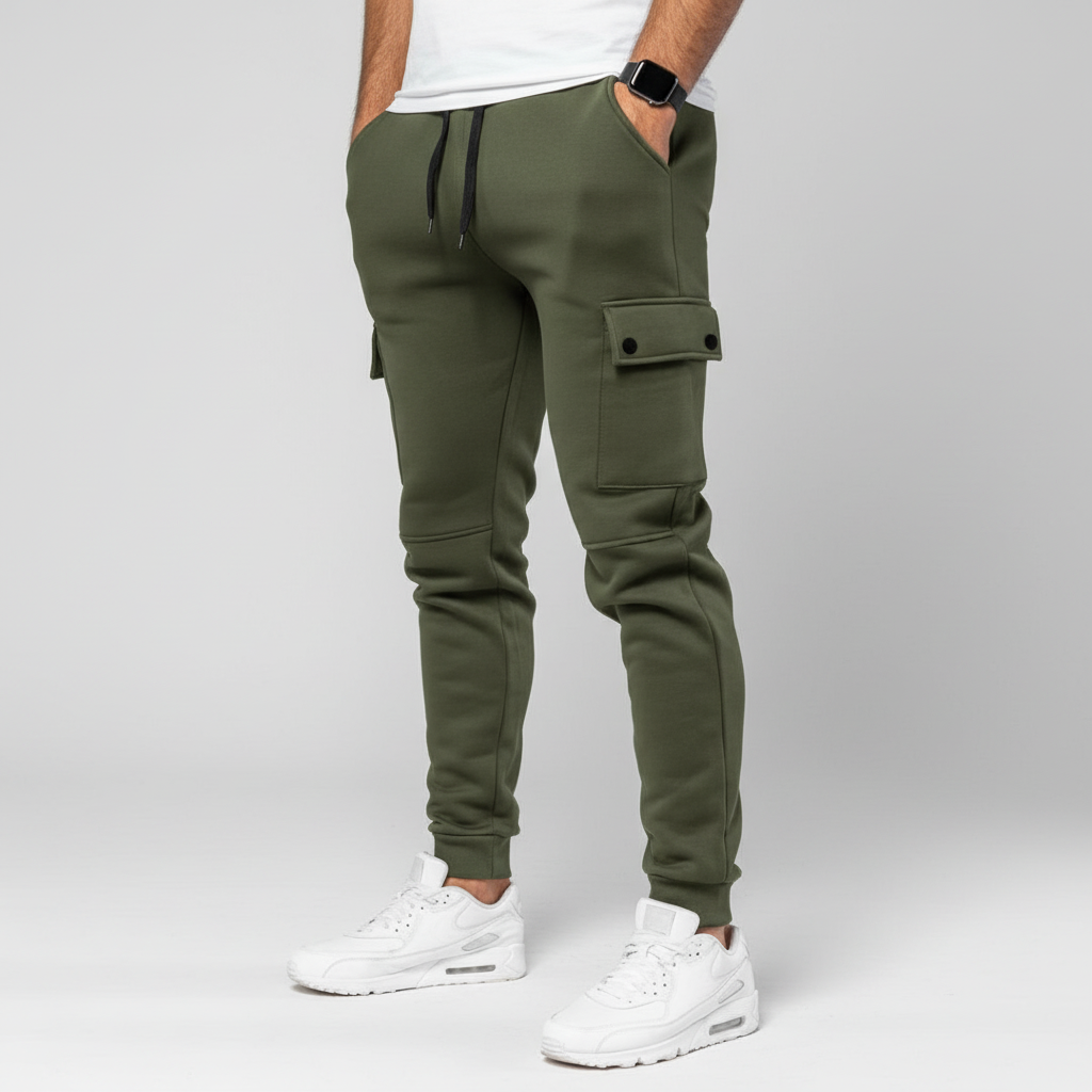 Stylish men's cropped joggers, designed for comfort with a useful pocket; great for modern athletic look.