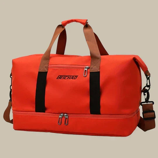 New organized men's duffle gym bag with dedicated shoe compartment. Perfect for sports, travel & weekend trips.