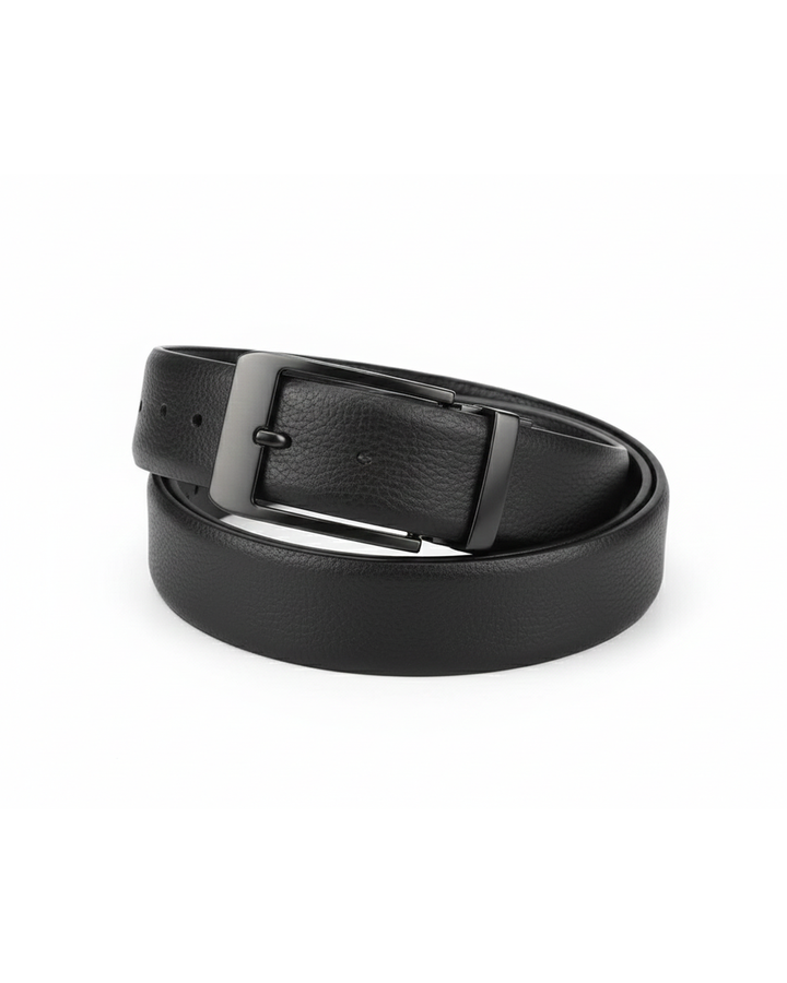 Men's durable 100% genuine cowhide leather belt with polished buckle, perfect for everyday wear.