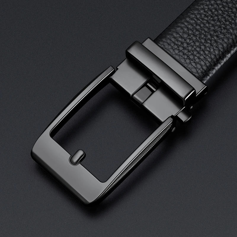 Authentic men's full-grain leather belt, built to last with a refined polished buckle for a classic look.