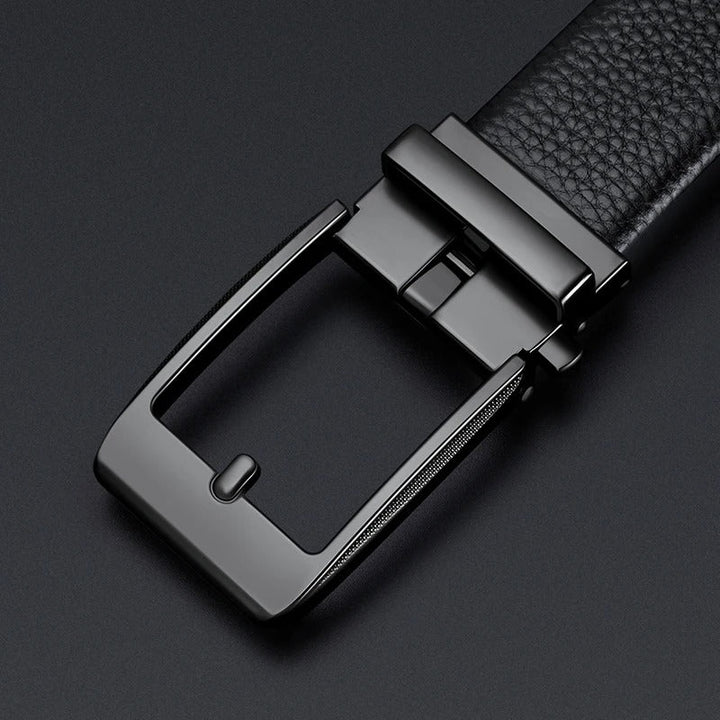 Authentic men's full-grain leather belt, built to last with a refined polished buckle for a classic look.
