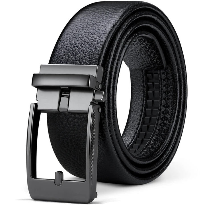 Essential men's wardrobe accessory: a durable 100% leather belt with an elegant polished buckle.