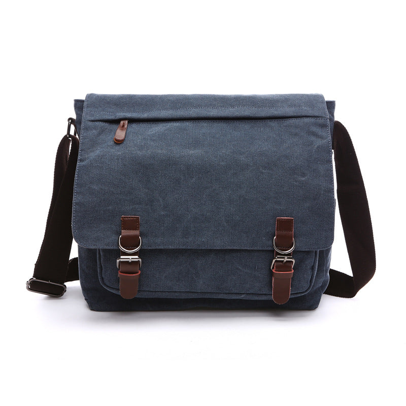 Stylish men's versatile messenger bag, perfect for travel, school, or daily commute. Features secure buckle straps.