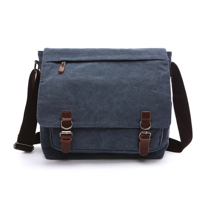 Stylish men's versatile messenger bag, perfect for travel, school, or daily commute. Features secure buckle straps.