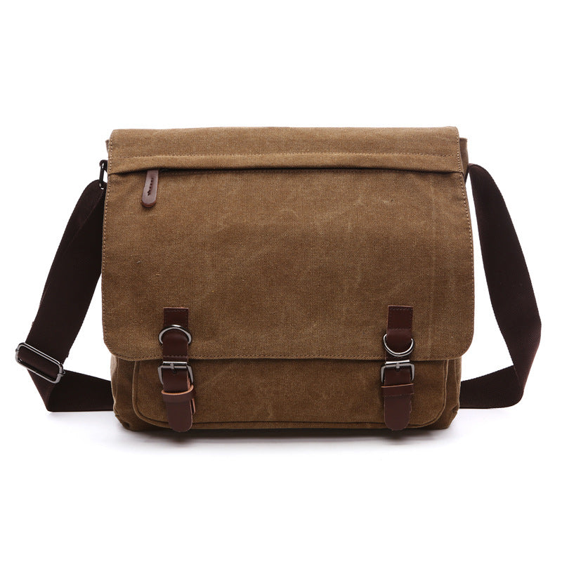 Functional men's crossbody shoulder bag with secure buckle straps for work, school, and everyday carry essentials.