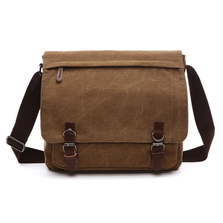 Functional men's crossbody shoulder bag with secure buckle straps for work, school, and everyday carry essentials.