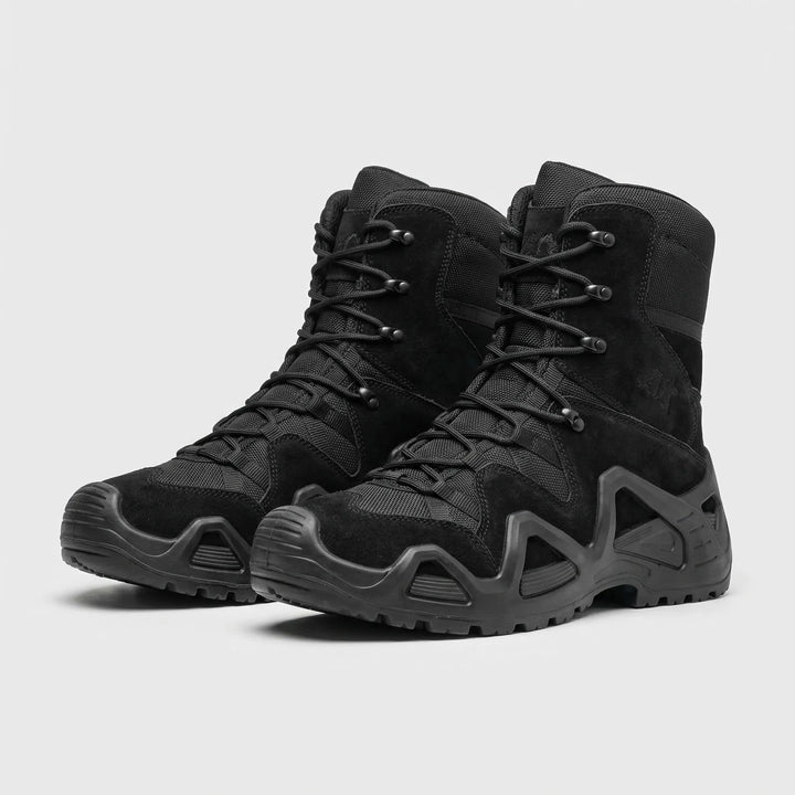 Secure lacing & sturdy build of mid-top men's hiking boots for optimal trail support.