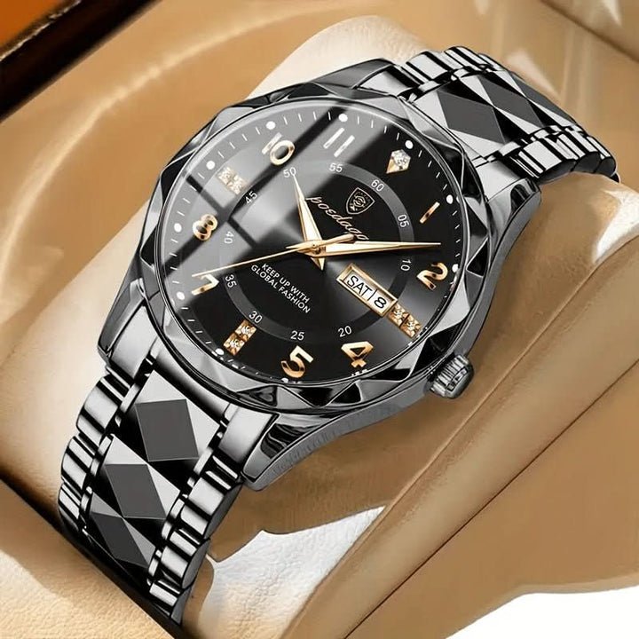 Robust men's sports watch, dependable time, rugged design for challenging environments.
