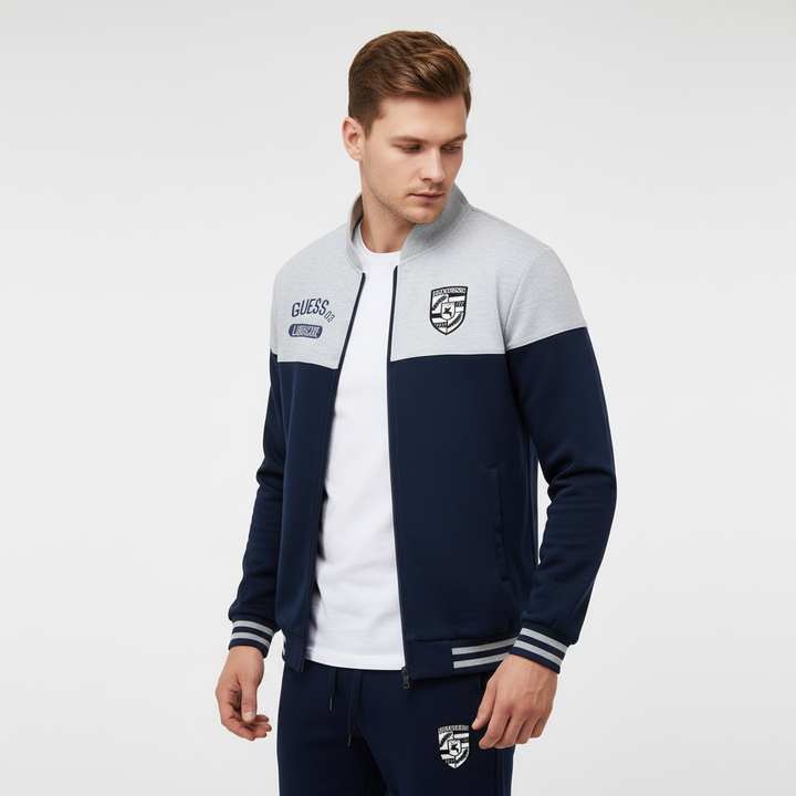 Men's Eddie baseball tracksuit with full zipper & elastic cuffs for athletic wear & casual comfort.