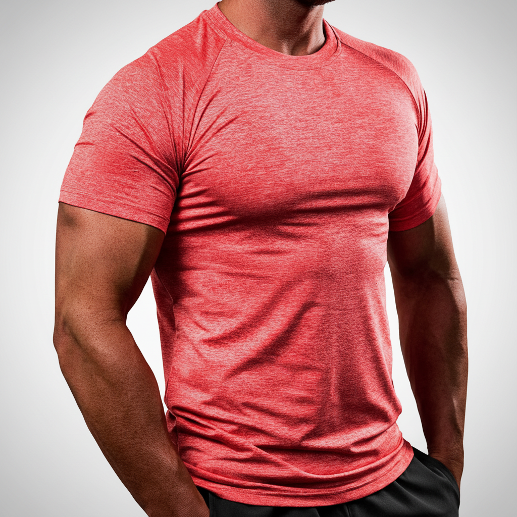 Men's activewear, Edwin short-sleeve training shirt, odor control, performance gym apparel.