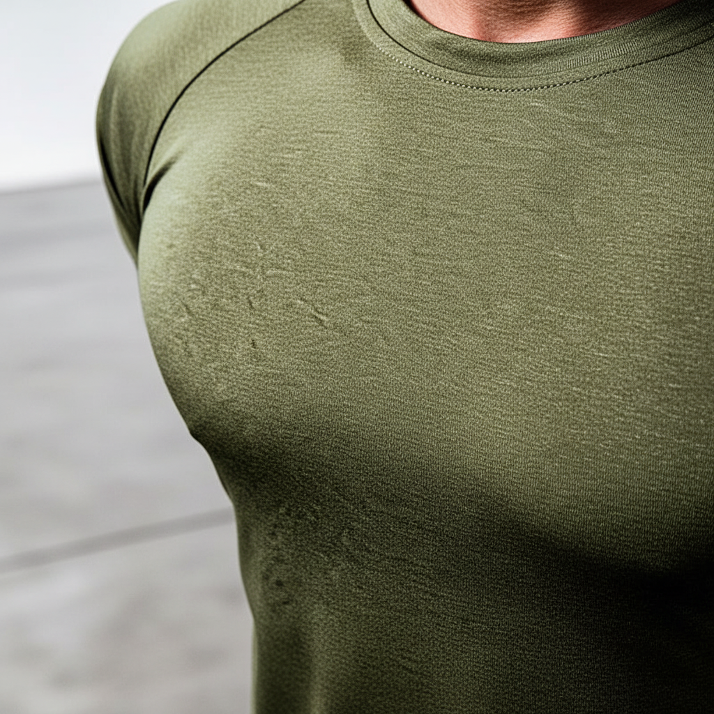 Athletic men's performance wear, short-sleeve training shirt for gym, quick-dry & breathable.
