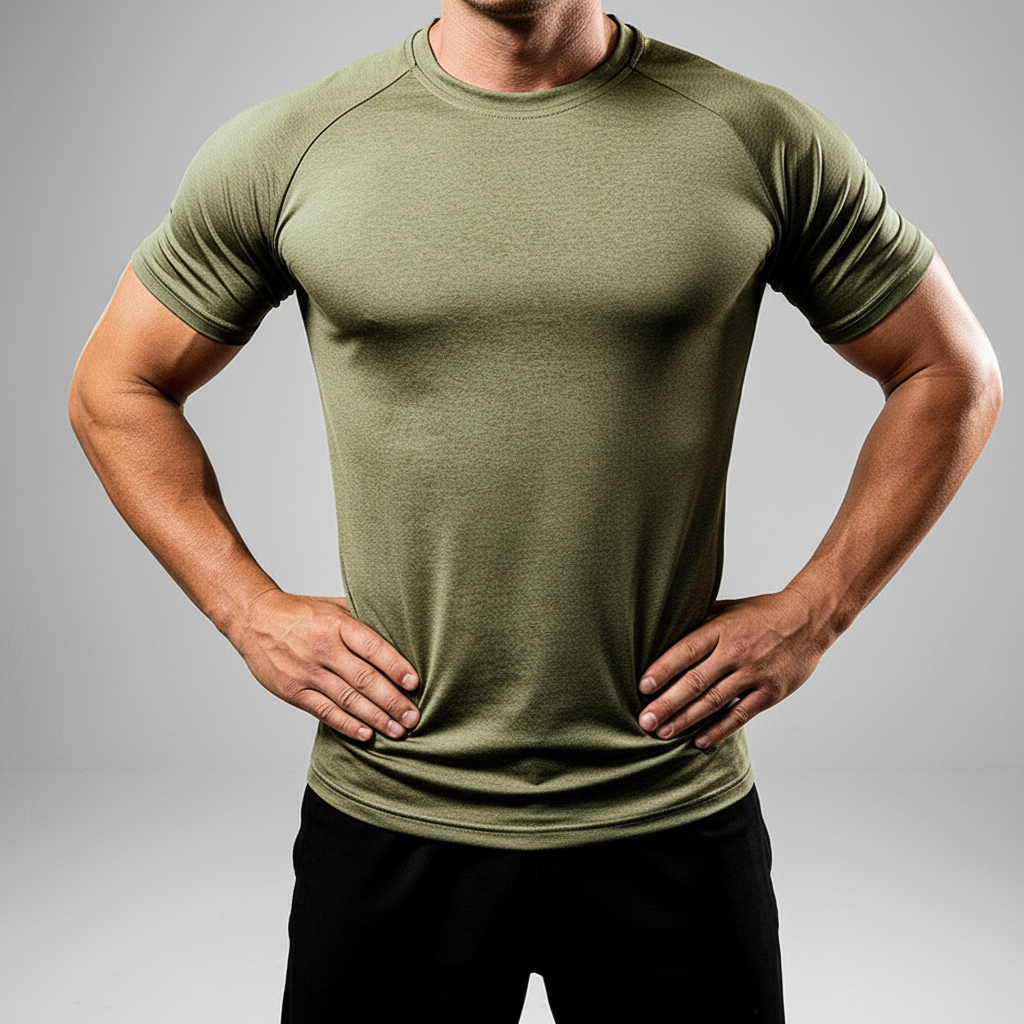 Edwin men's activewear, polyester short-sleeve training shirt, perfect for intense workouts.