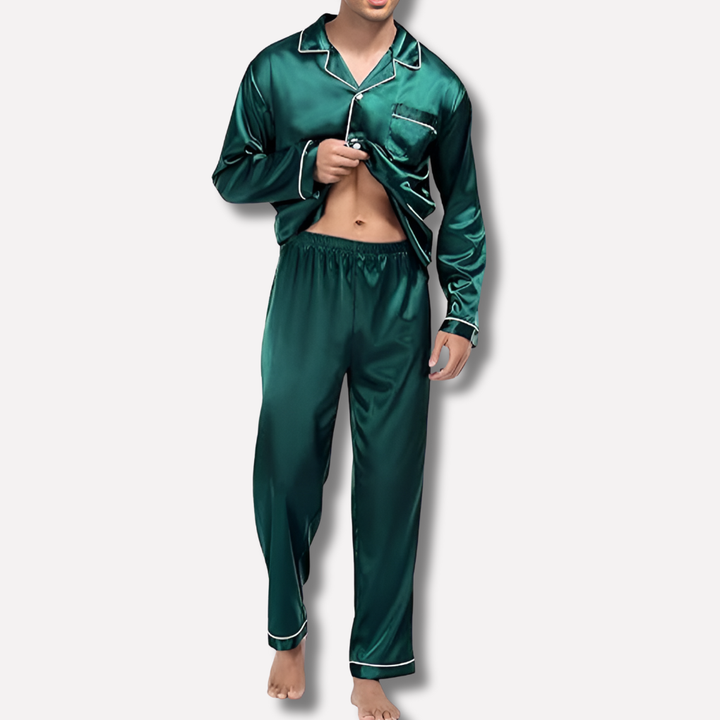 Stylish men's fashion loungewear pajama set, soft fabric for ultimate comfort and elegant relaxed fit.