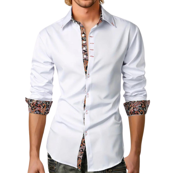 Men's elegant party shirt, slim fit, long sleeve. Versatile dress shirt perfect for formal events & casual elegant looks.