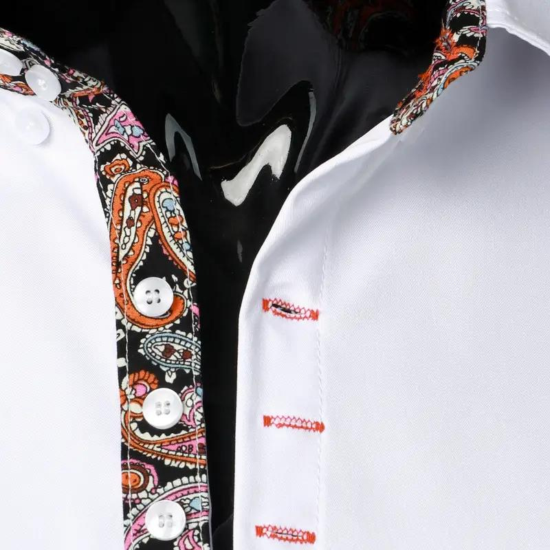 Side view of model wearing a slim fit men's elegant party shirt, highlighting its tailored cut and stylish fashion.