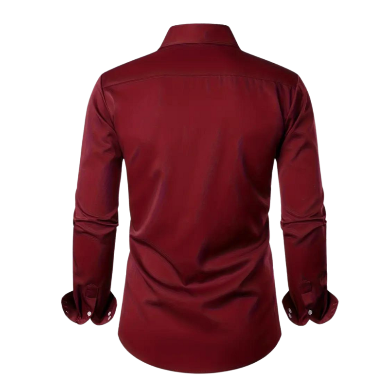 Men's versatile elegant party shirt worn untucked for a smart casual, relaxed yet stylish slim fit fashion.